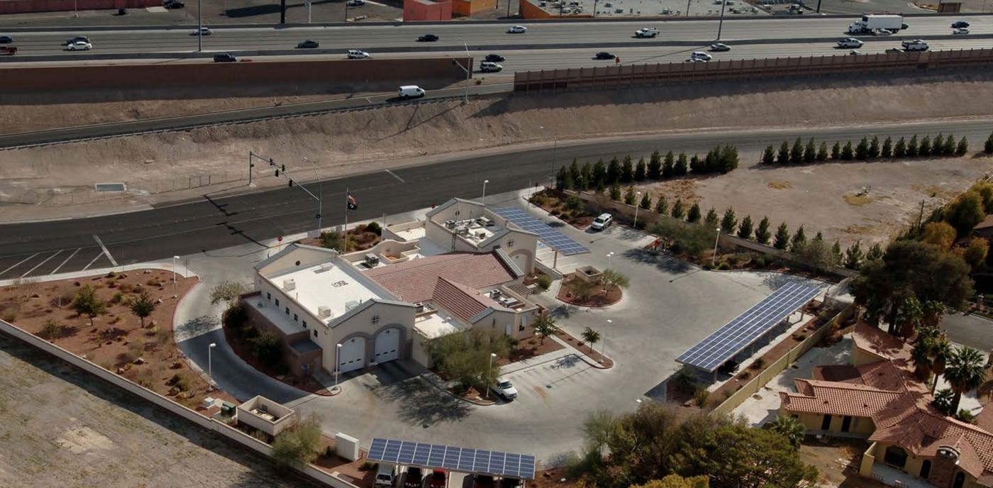 Solar carports at a City of Las Vegas fire station